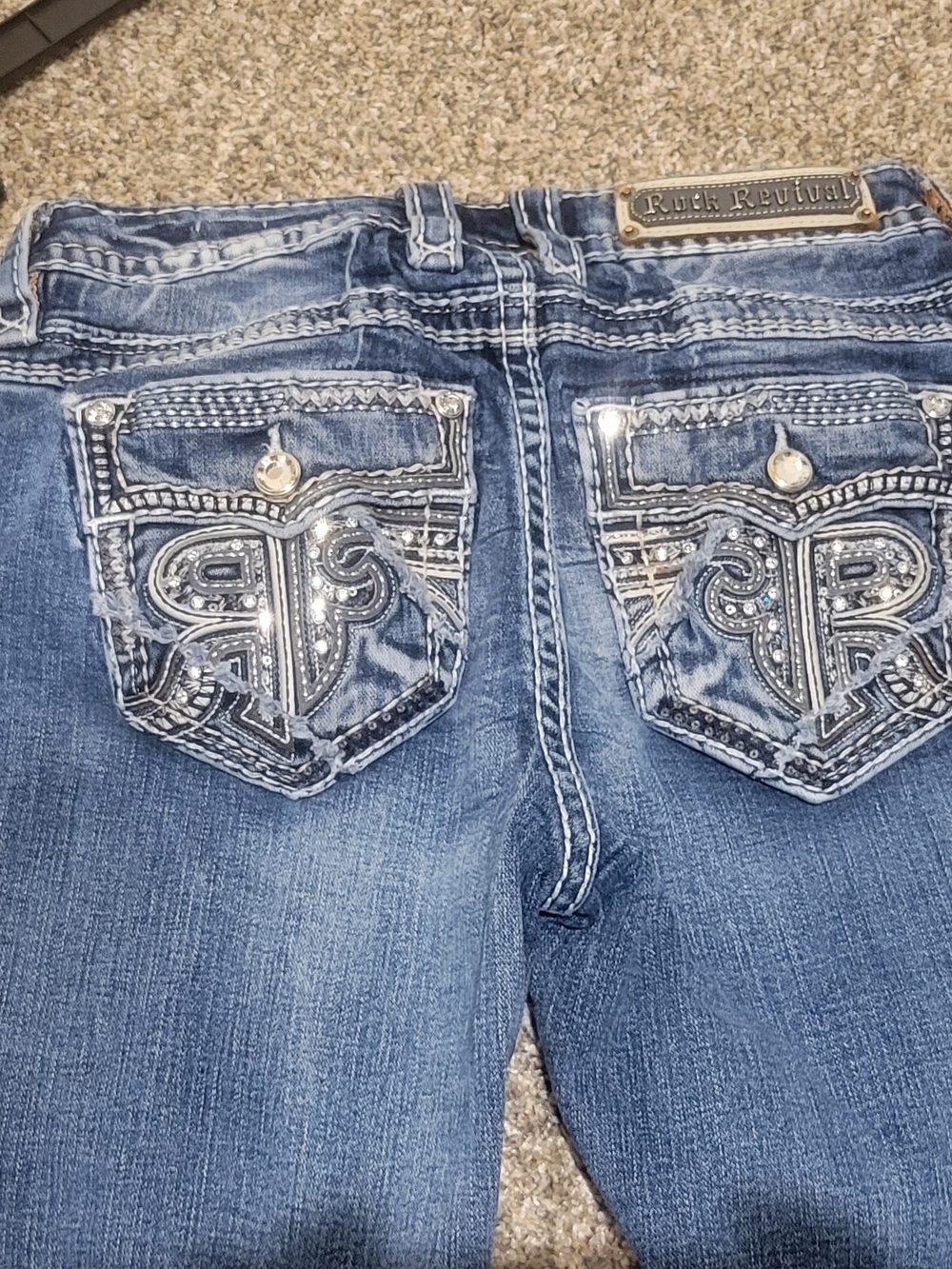 Rock Revival Women's Embellished Back Pocket Boot Cut Jeans - Blue